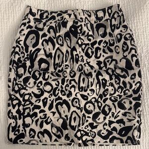 LOFT Black and White Animal Print Pencil Skirt